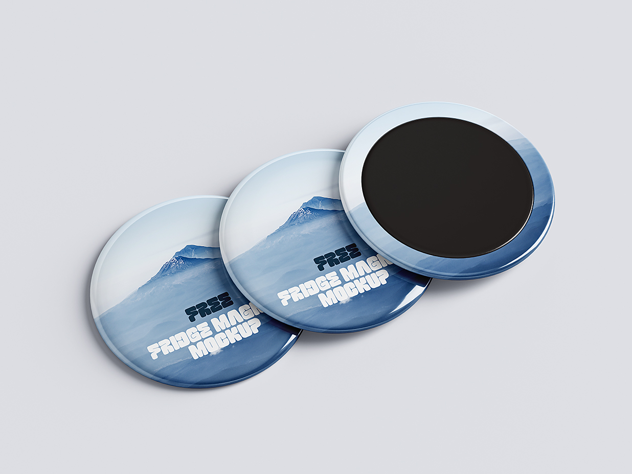 圆形磁吸冰箱贴样机mockup6组插图3