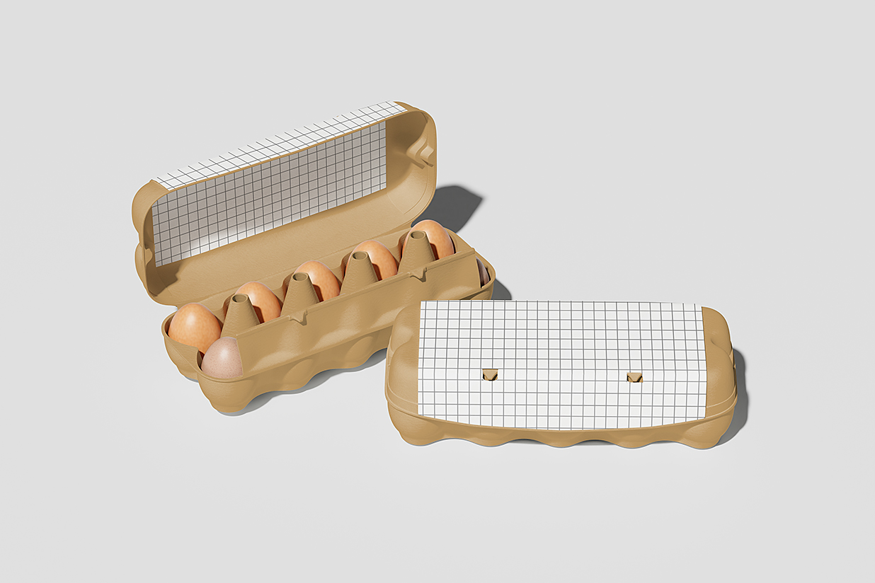 开盖式鸡蛋盒包装样机mockup4组插图3
