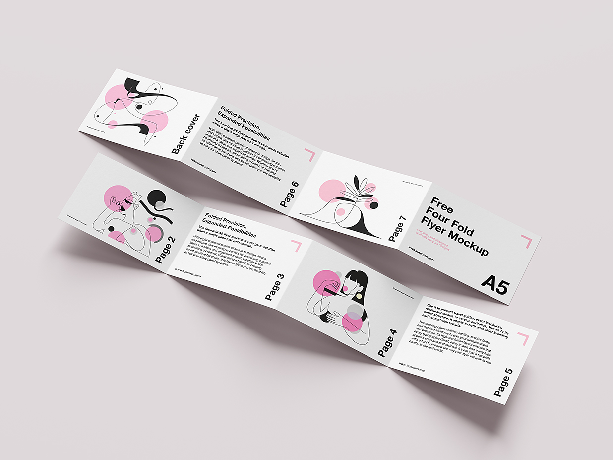 优雅的折页四折页样机mockup5组插图3