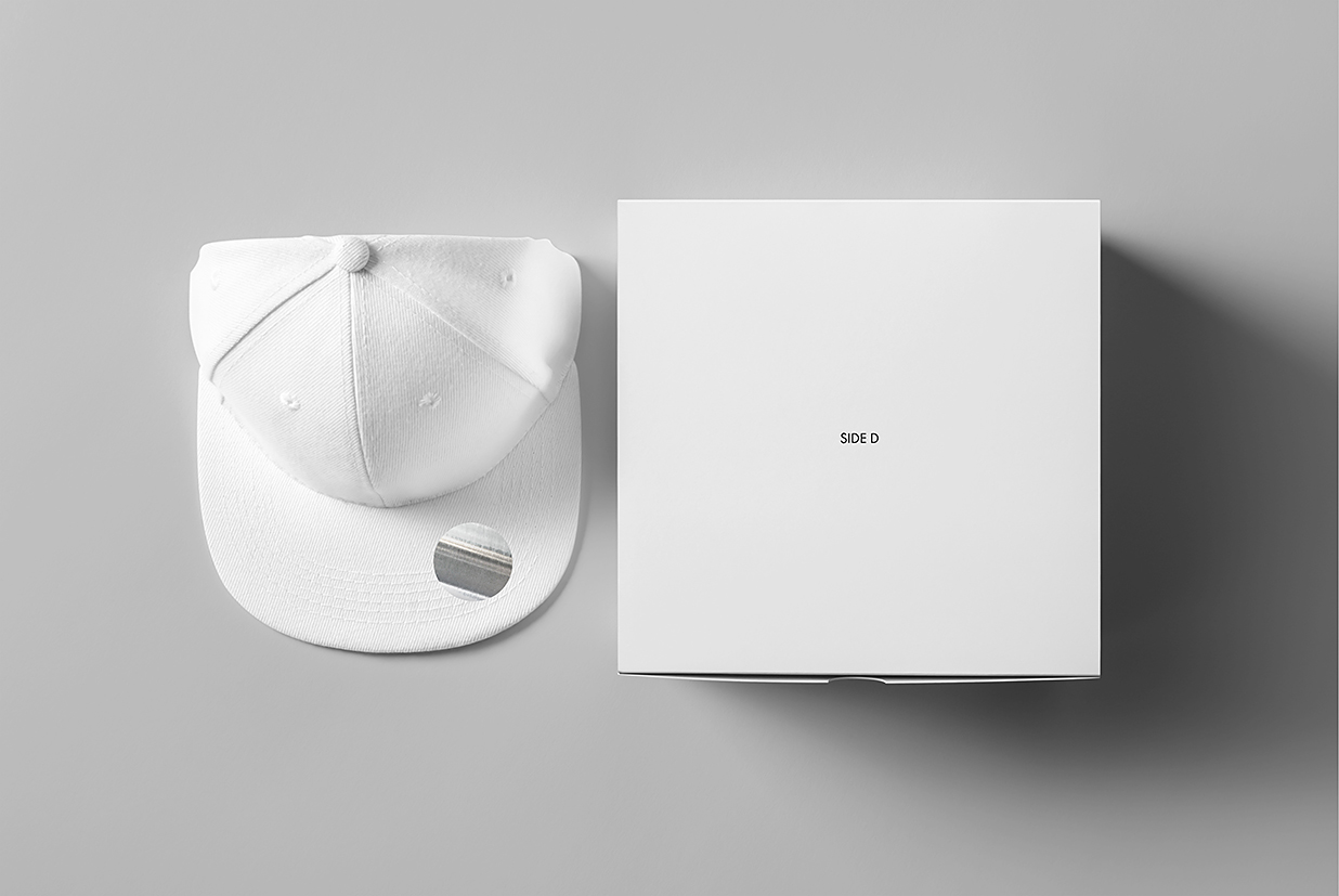 带包装盒的鸭舌帽棒球帽帽子样机mockup7组插图3