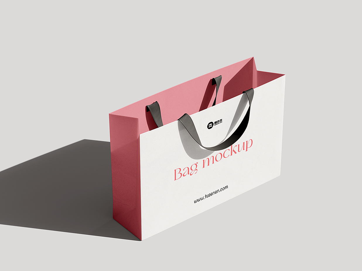 优雅的礼品袋纸袋手提袋购物袋样机mockup4组插图3