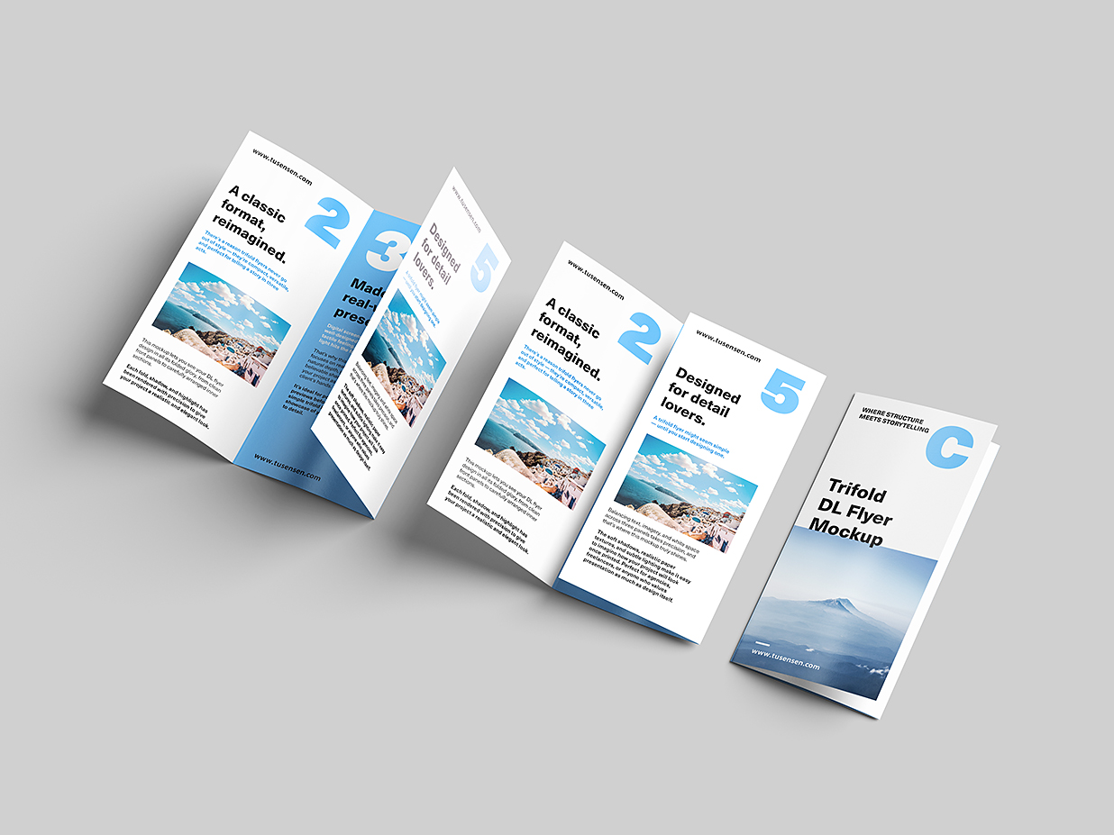 高质感折页三折页样机mockup5组插图3