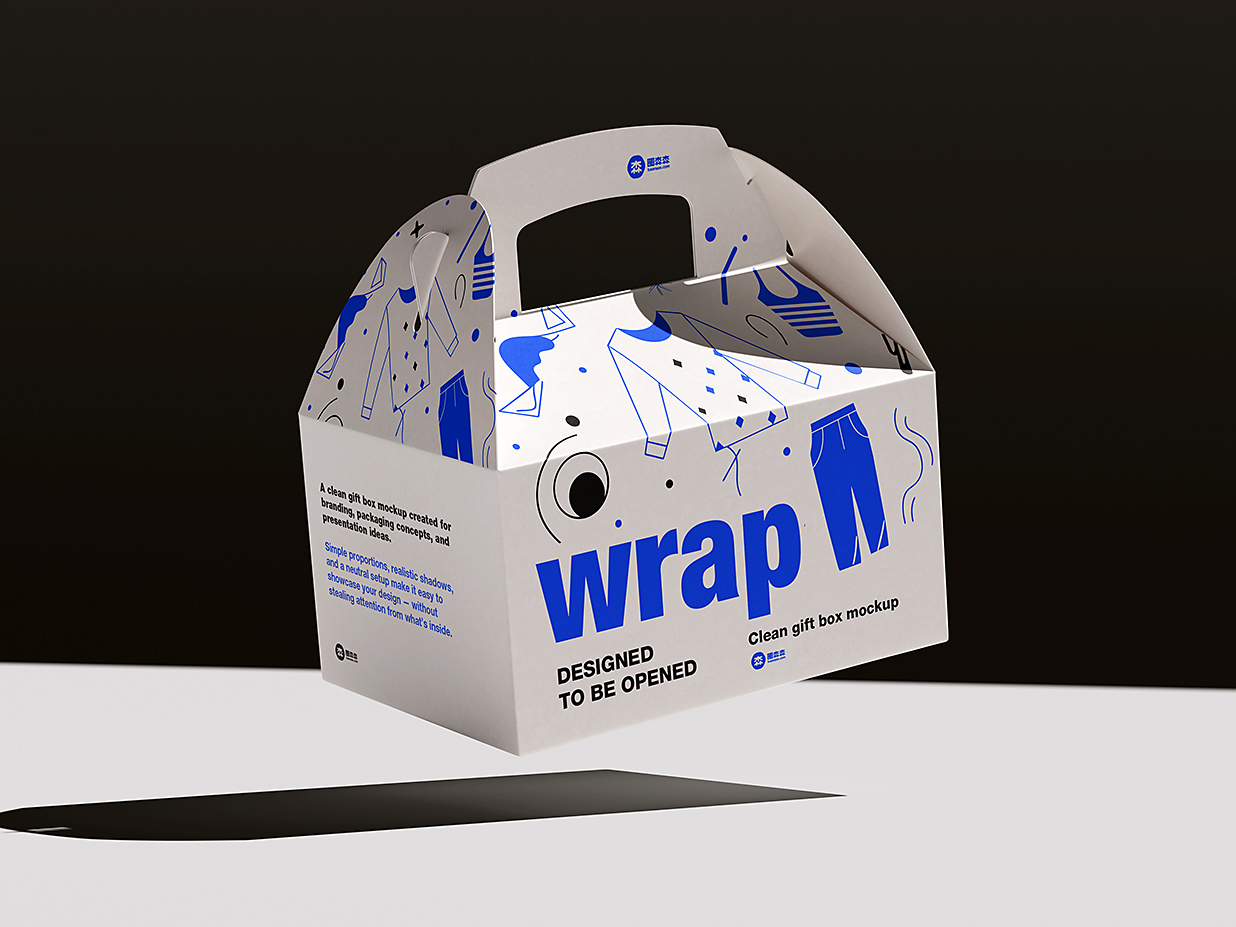 山顶盒打包盒外卖手提纸盒礼品盒包装样机mockup4组插图3