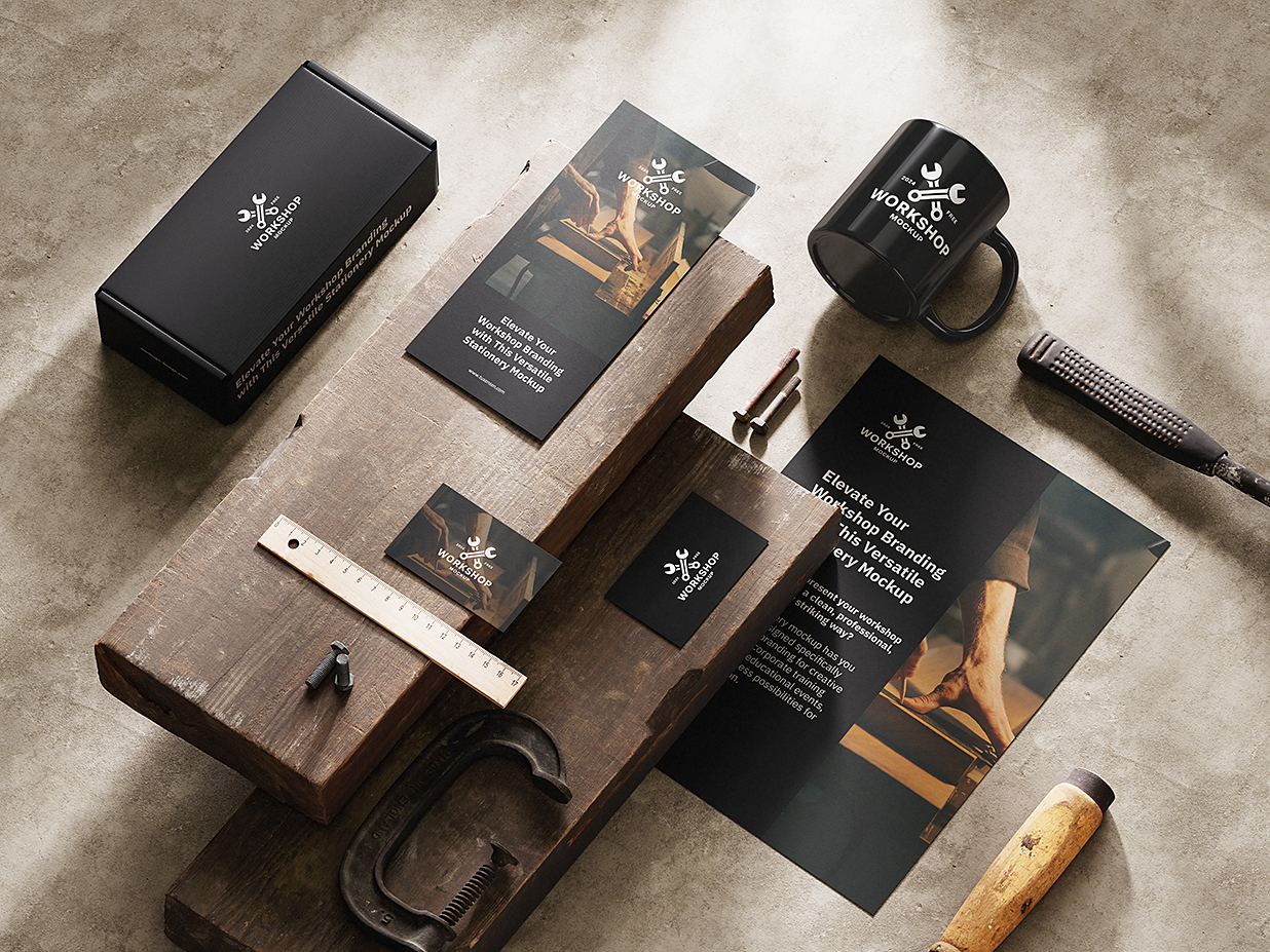 工业风工坊品牌文具文创VI样机mockup5组插图3
