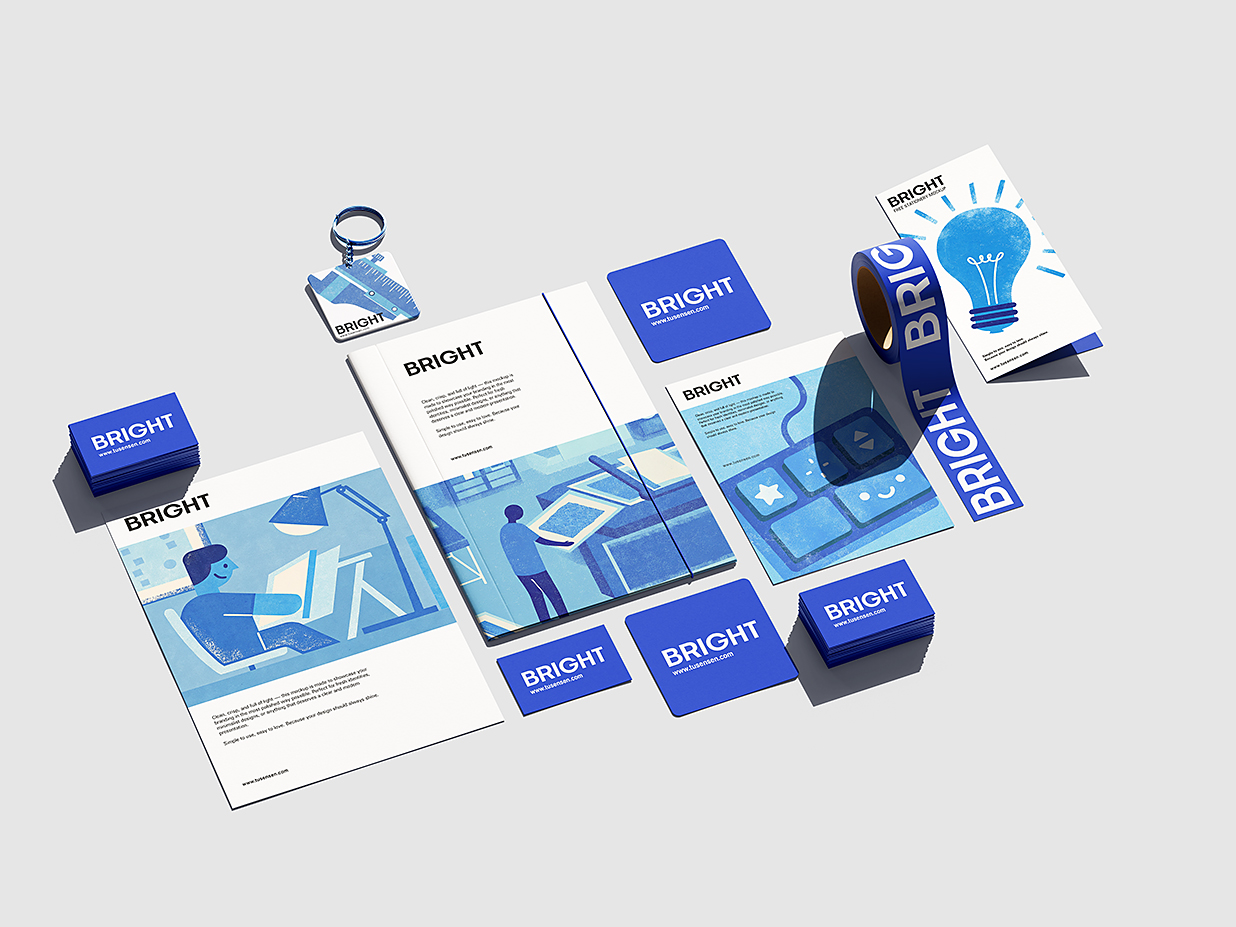 清新办公文具品牌文创VI样机mockup5组插图3