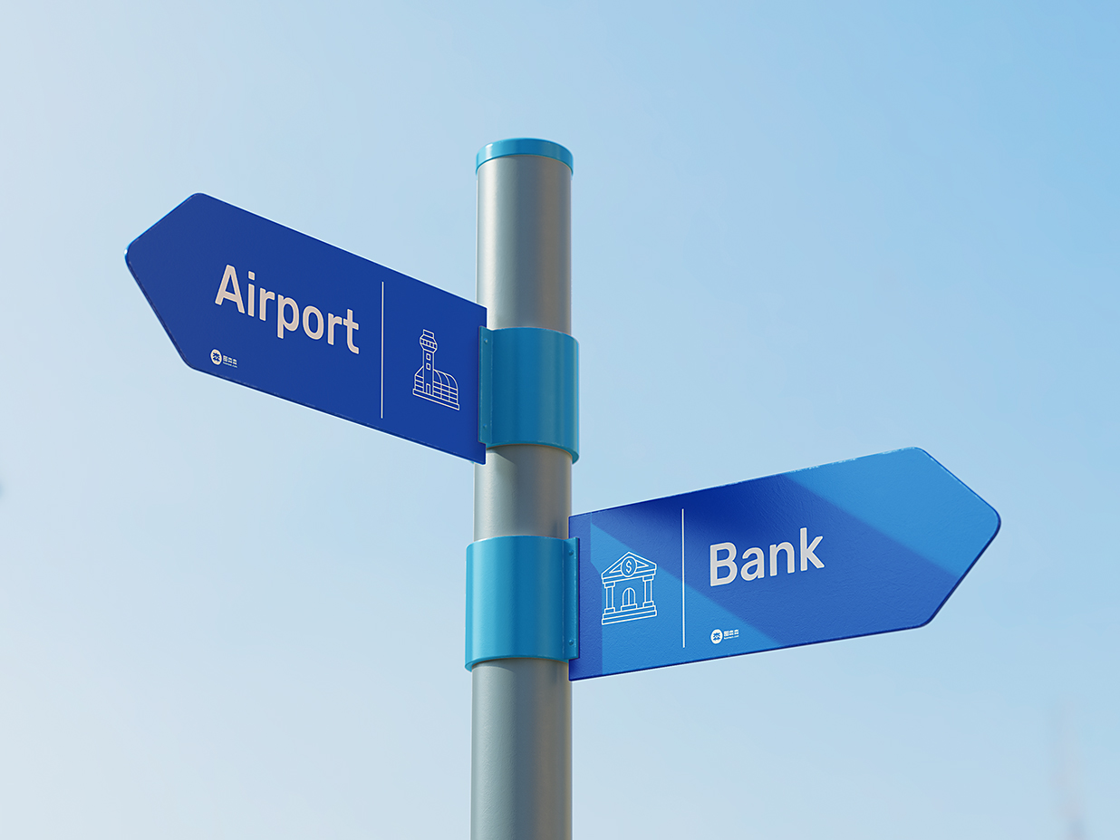 户外多项路牌导视指示牌样机mockup4组插图3