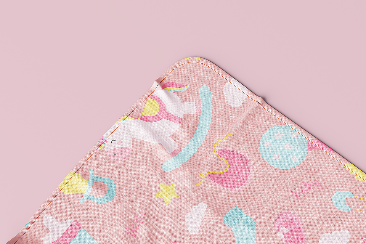 方形婴儿毛毯包巾隔尿垫样机mockup5组插图4
