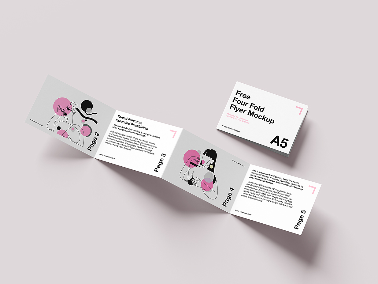 优雅的折页四折页样机mockup5组插图4