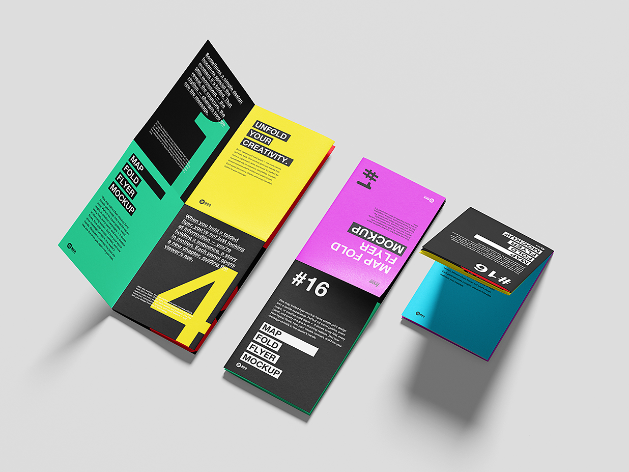 地图折叠折页样机mockup6组插图4