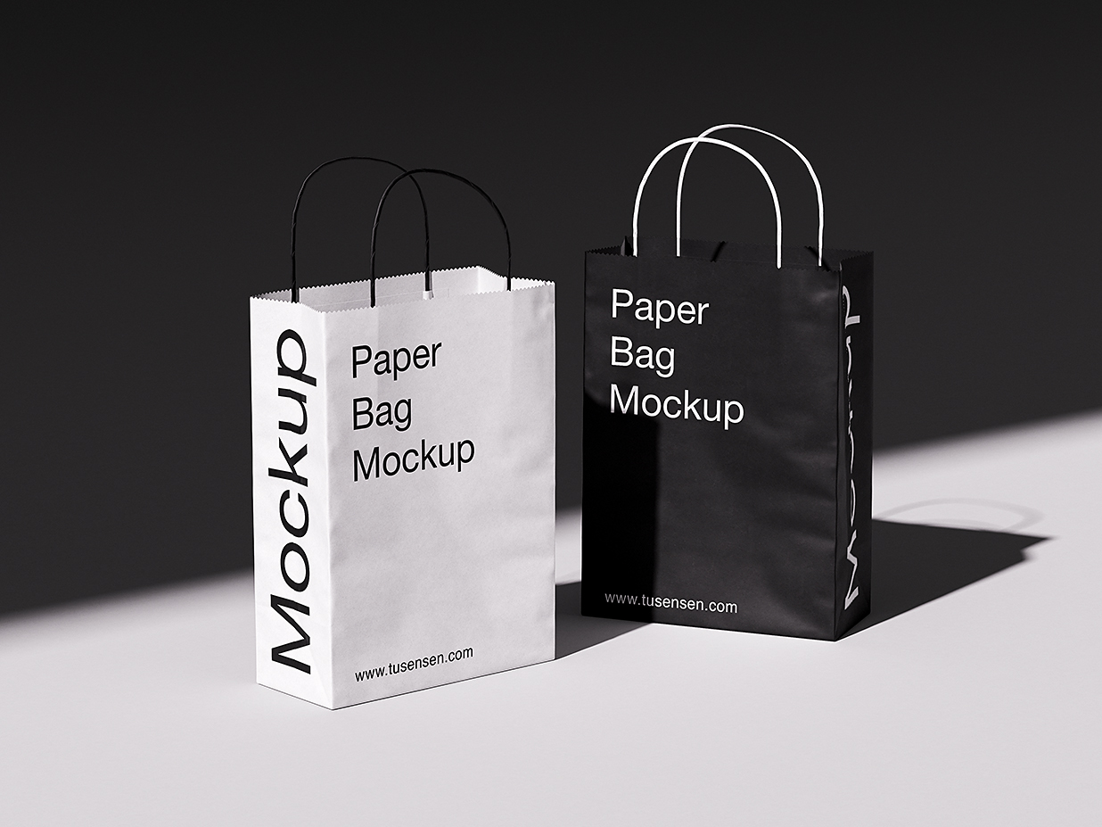 高质感纸袋手提袋购物袋样机mockup5组插图4