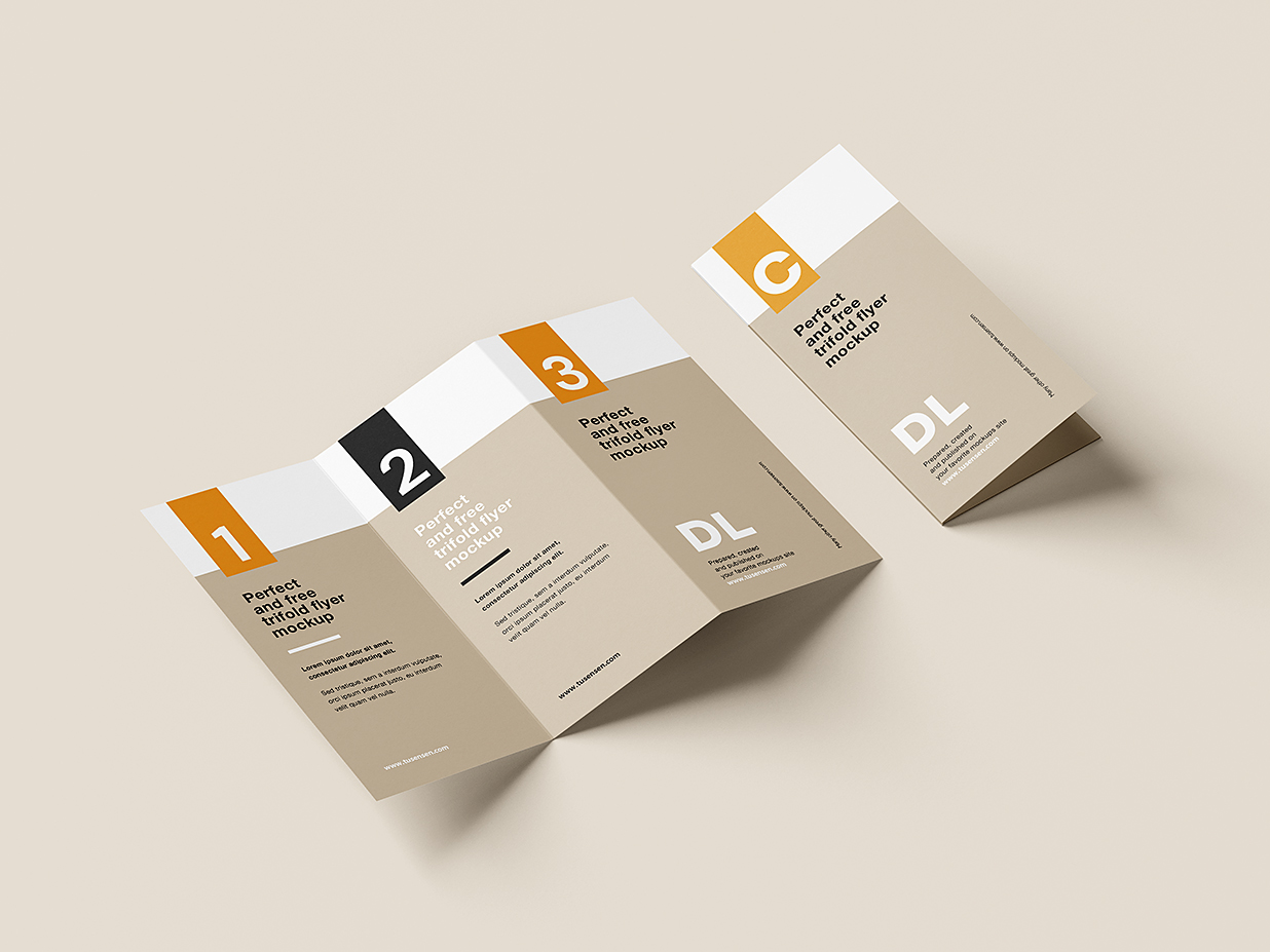 优雅的折页三折页样机mockup7组插图4