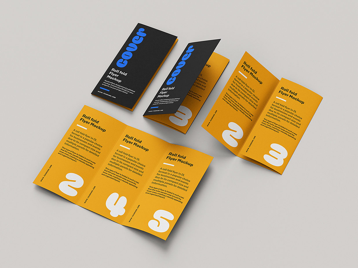 竖版折页三折页样机mockup6组插图4