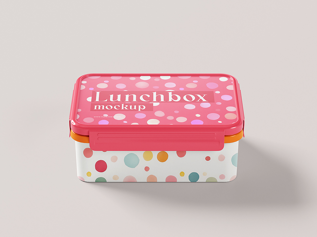 精致的塑料午餐盒便当盒样机mockup5组插图4