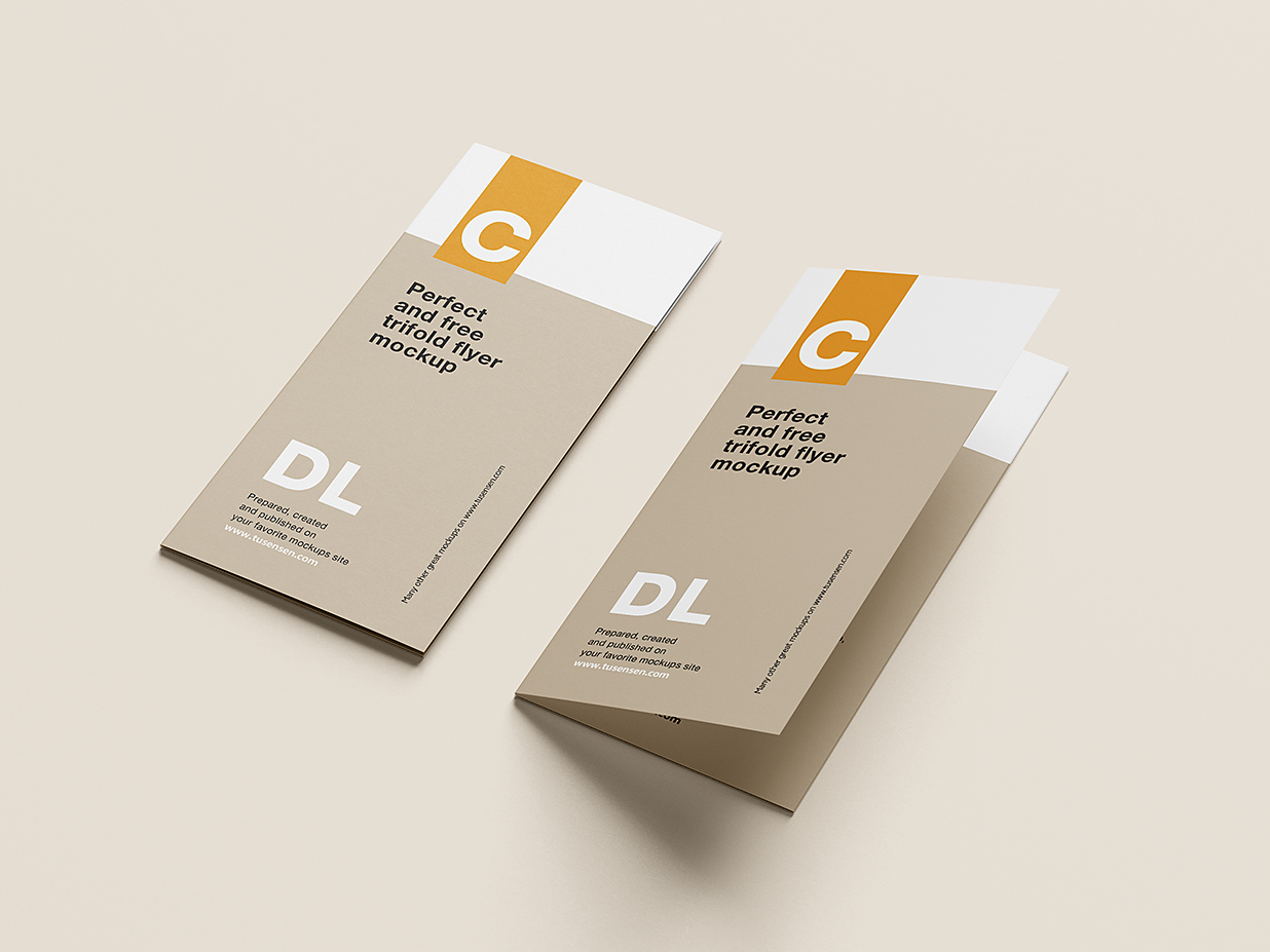 优雅的折页三折页样机mockup7组插图5