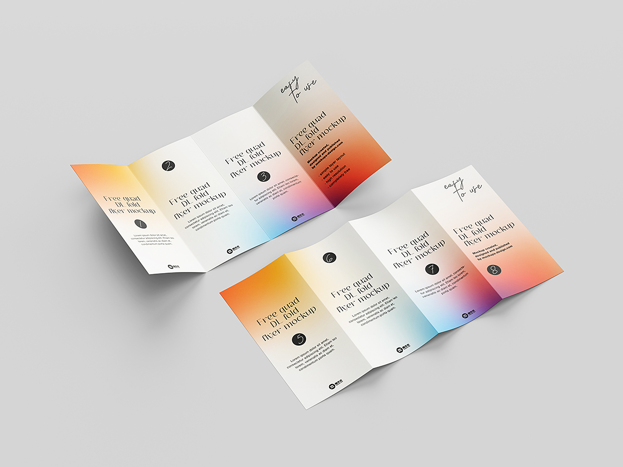 高质感竖版折页四折页样机mockup8组插图6