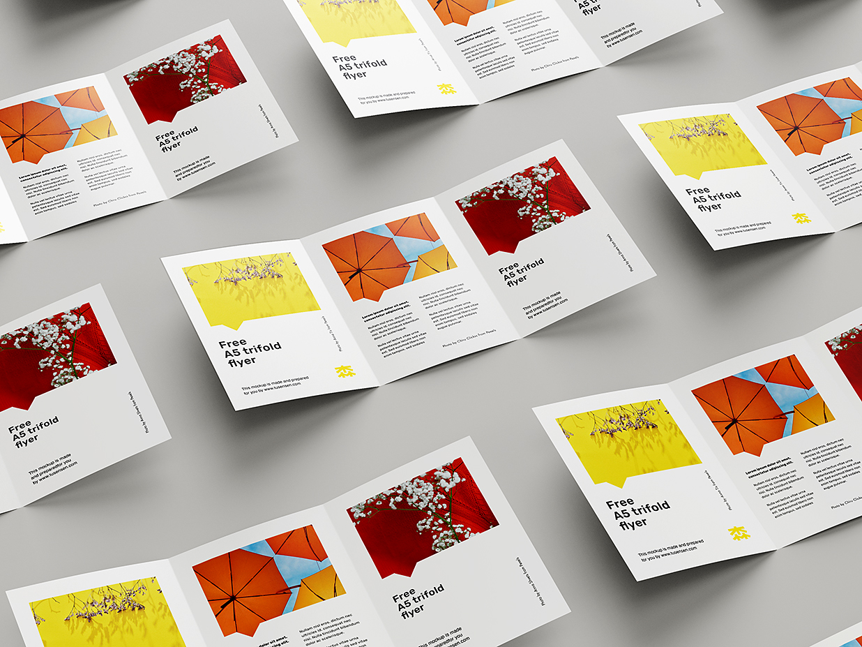 精致的折页三折页样机mockup7组插图6