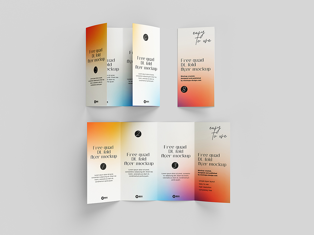 高质感竖版折页四折页样机mockup8组插图7