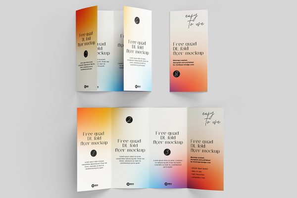 高质感竖版折页四折页样机mockup8组