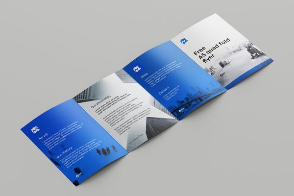 高质感折页四折页样机mockup6组