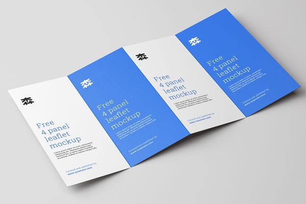 竖版折页四折页样机mockup4组