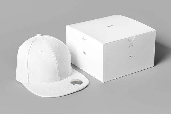 带包装盒的鸭舌帽棒球帽帽子样机mockup7组
