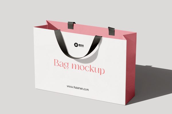 优雅的礼品袋纸袋手提袋购物袋样机mockup4组