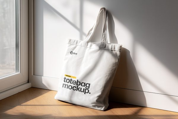 放在窗边的帆布包帆布袋样机mockup