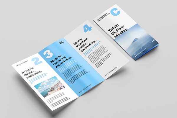 高质感折页三折页样机mockup5组