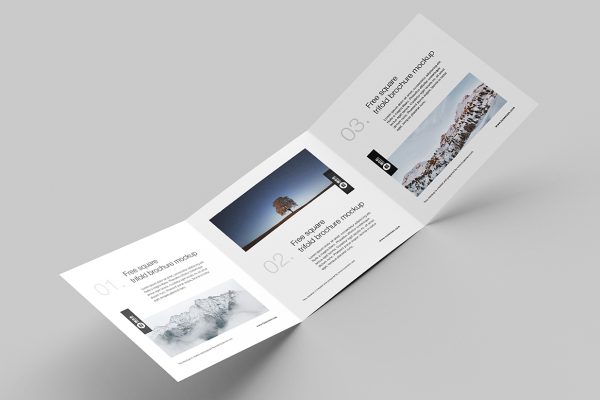 方形折页三折页样机mockup8组