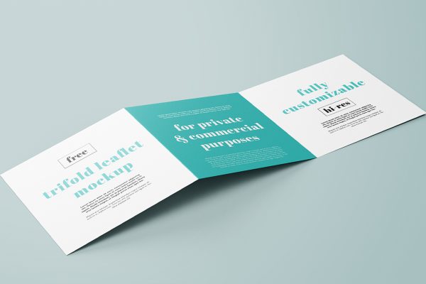 方形折页三折页样机mockup5组