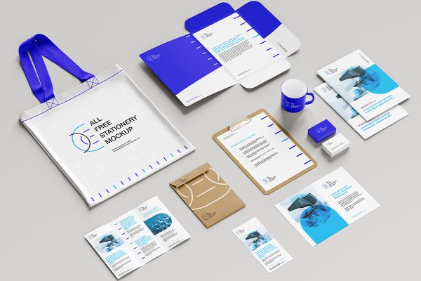 办公文具毕业设计企业品牌文创VI样机mockup5组