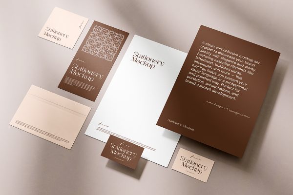 优雅的办公文具用品文创VI样机mockup3组
