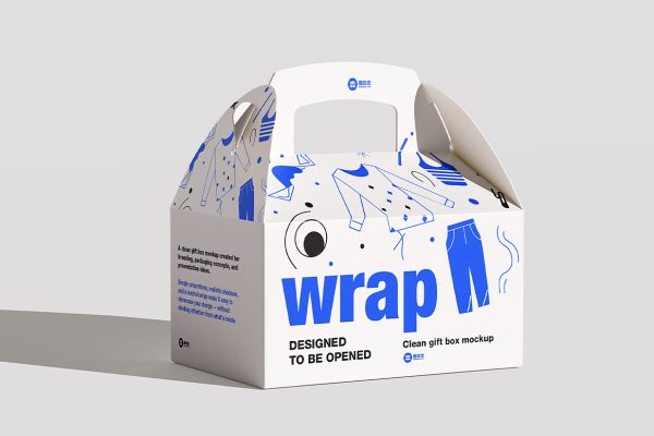山顶盒打包盒外卖手提纸盒礼品盒包装样机mockup4组