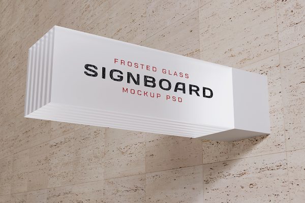 壁挂式磨砂灯箱导视牌指示牌样机mockup