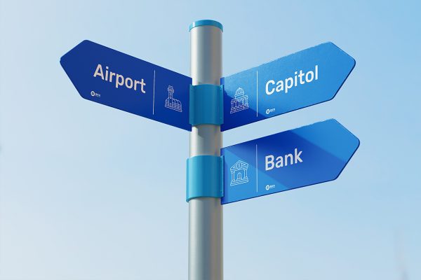 户外多项路牌导视指示牌样机mockup4组
