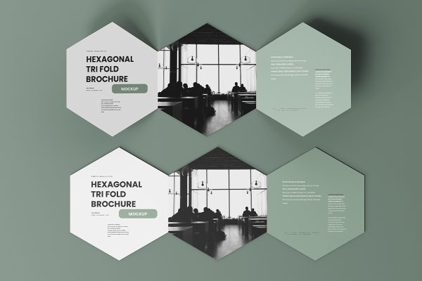 六边形三折页样机mockup7组