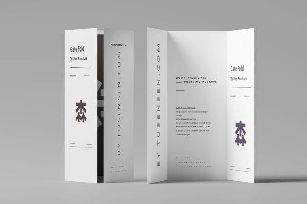 高质感折叠式三折页样机mockup8组