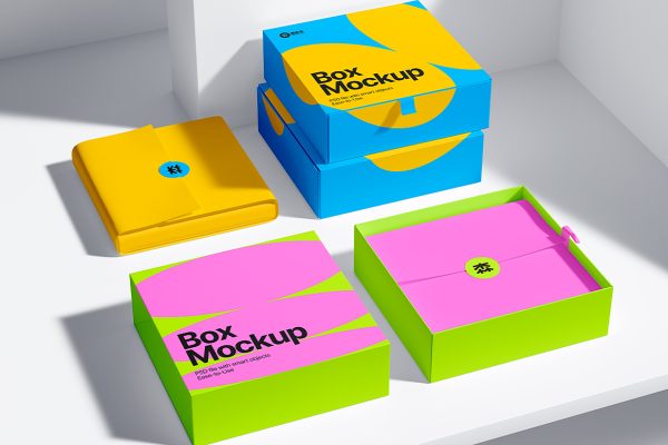 带场景的抽拉盒包装盒纸盒礼品盒样机mockup