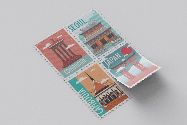 经典复古邮票样机mockup10组