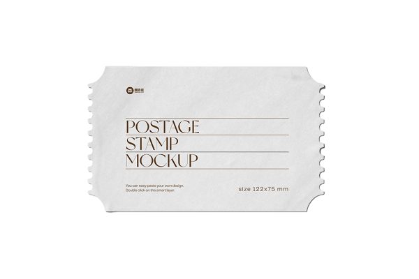 带弧形边缘的矩形邮票样机mockup