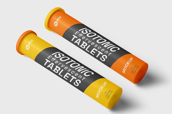 电解质泡腾片维生素瓶包装样机mockup2组