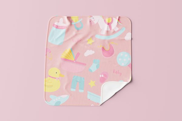 方形婴儿毛毯包巾隔尿垫样机mockup5组