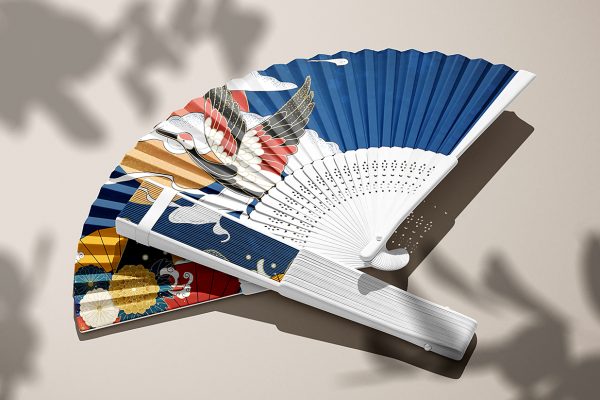 带阴影场景的扇子折扇样机mockup2组