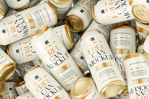 多种易拉罐饮料罐啤酒罐苏打水罐包装样机mockup3组