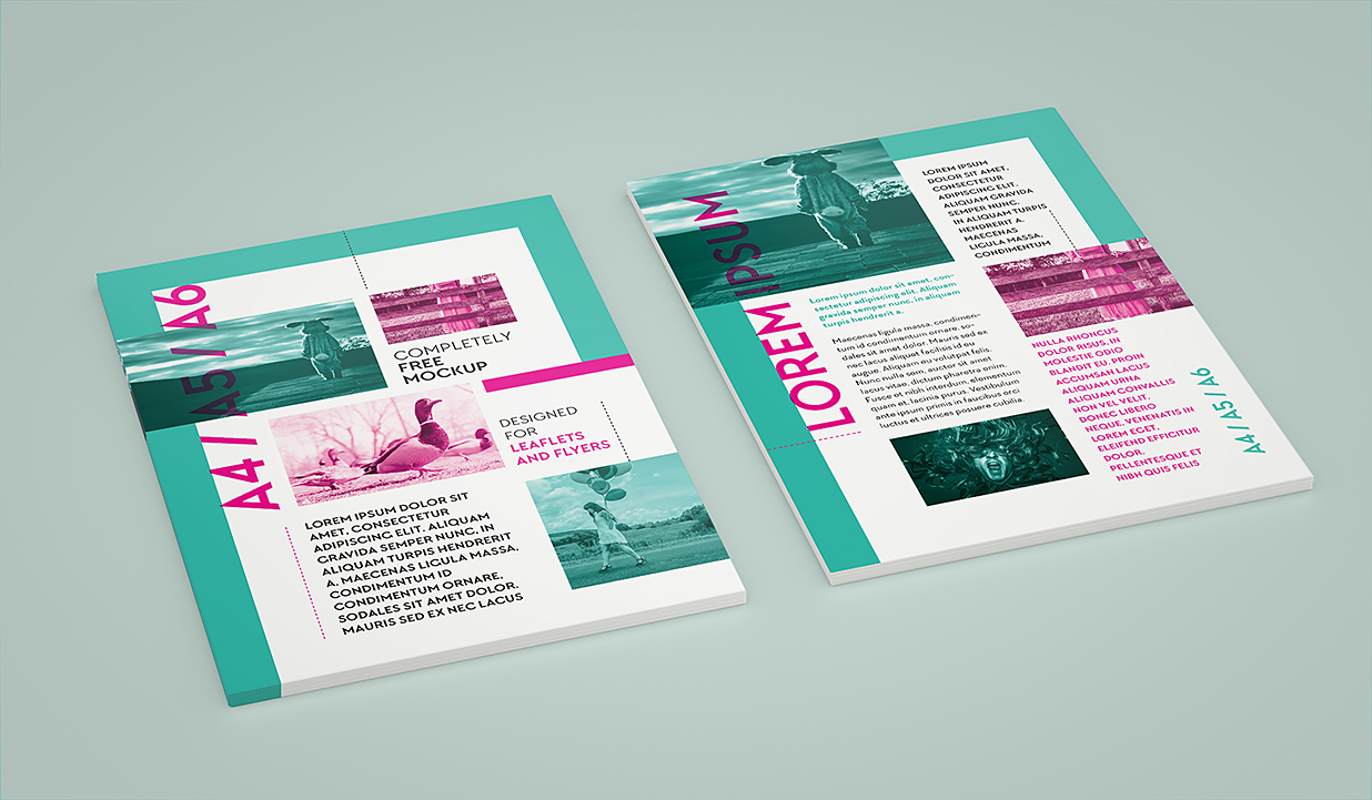 堆叠的单张宣传单样机mockup5组插图