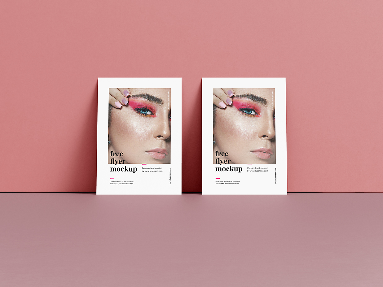 靠在墙上的A6 单张宣传单样机mockup4组插图