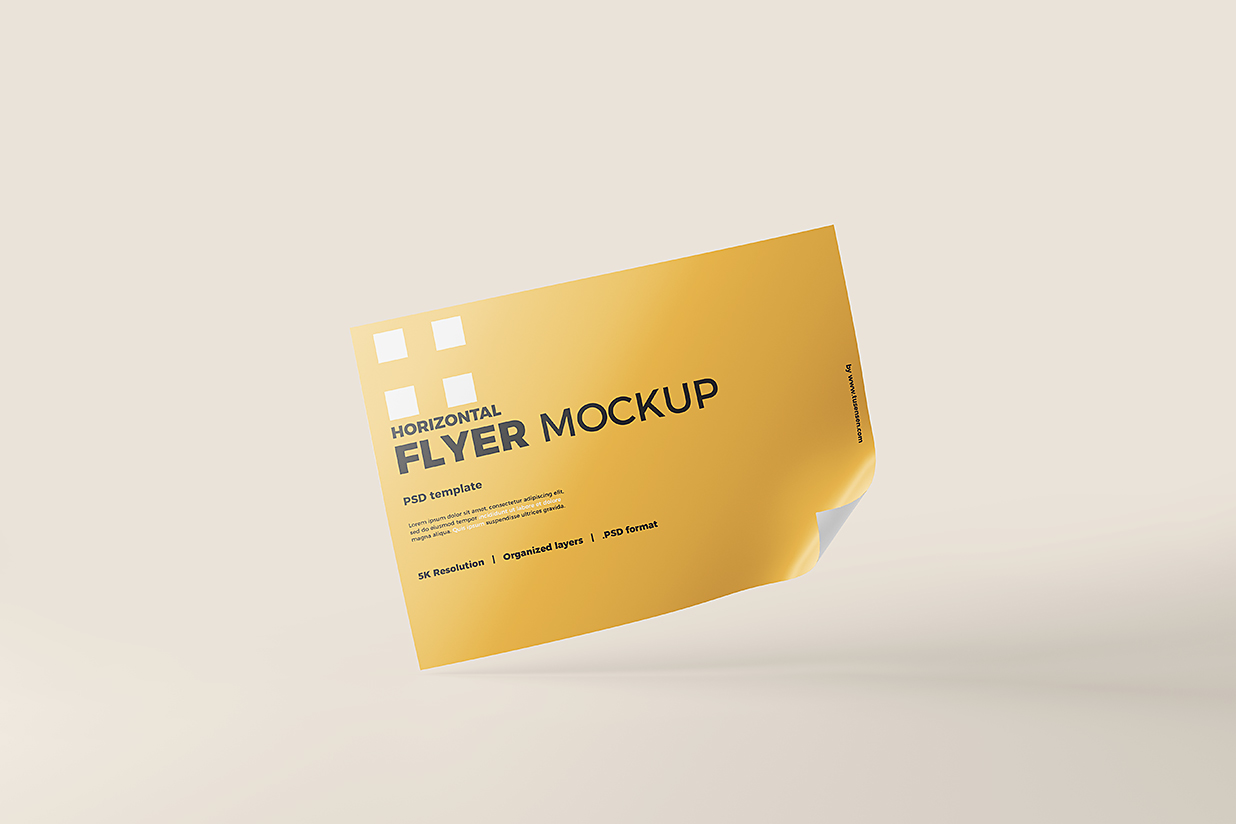 横向 A4 单张宣传单样机mockup6组插图