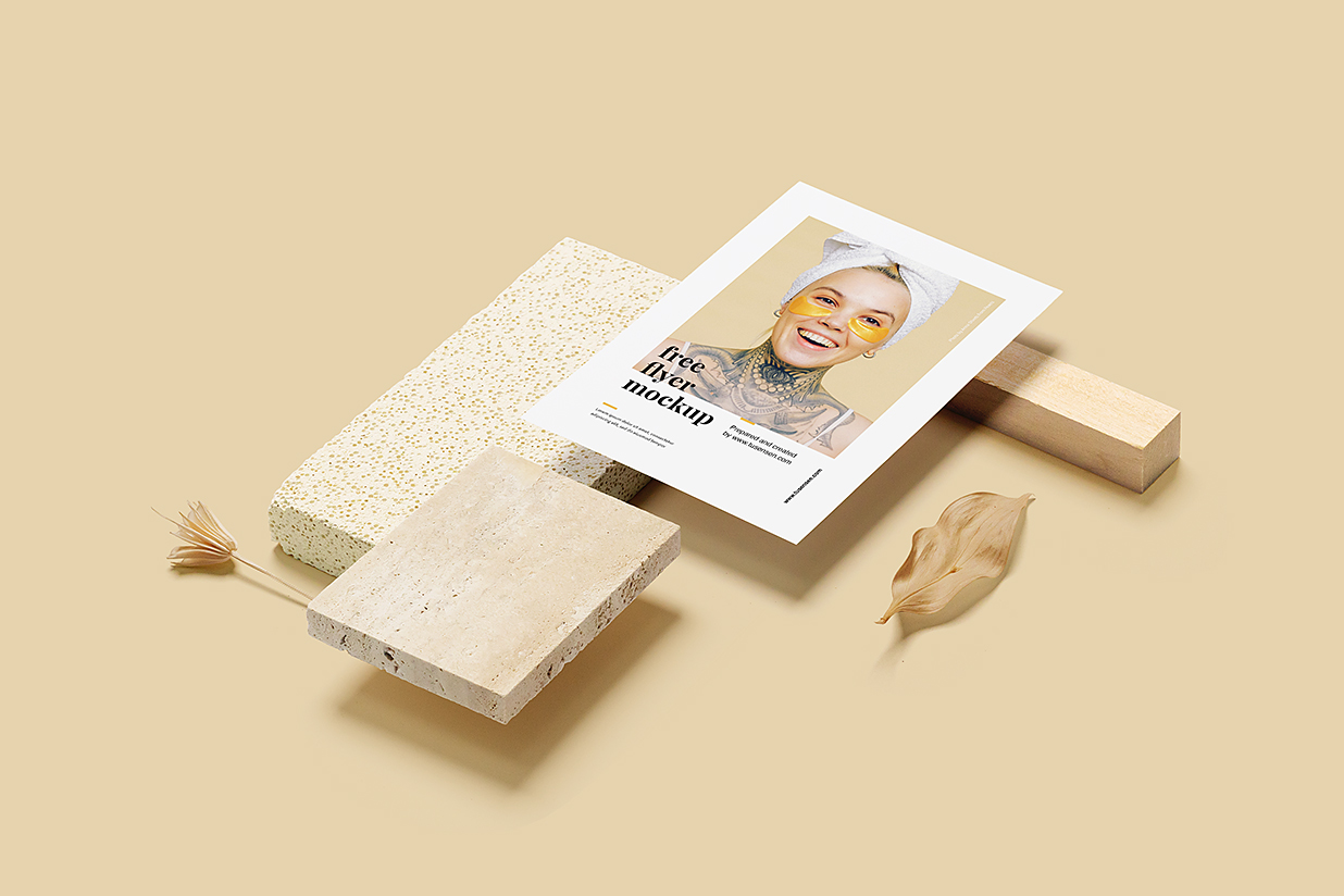 悬浮的A5单张宣传单样机mockup2组插图