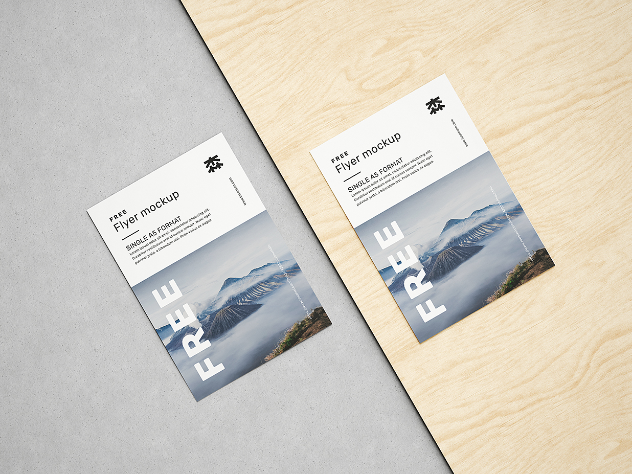优雅的A5 单张宣传单样机mockup4组插图