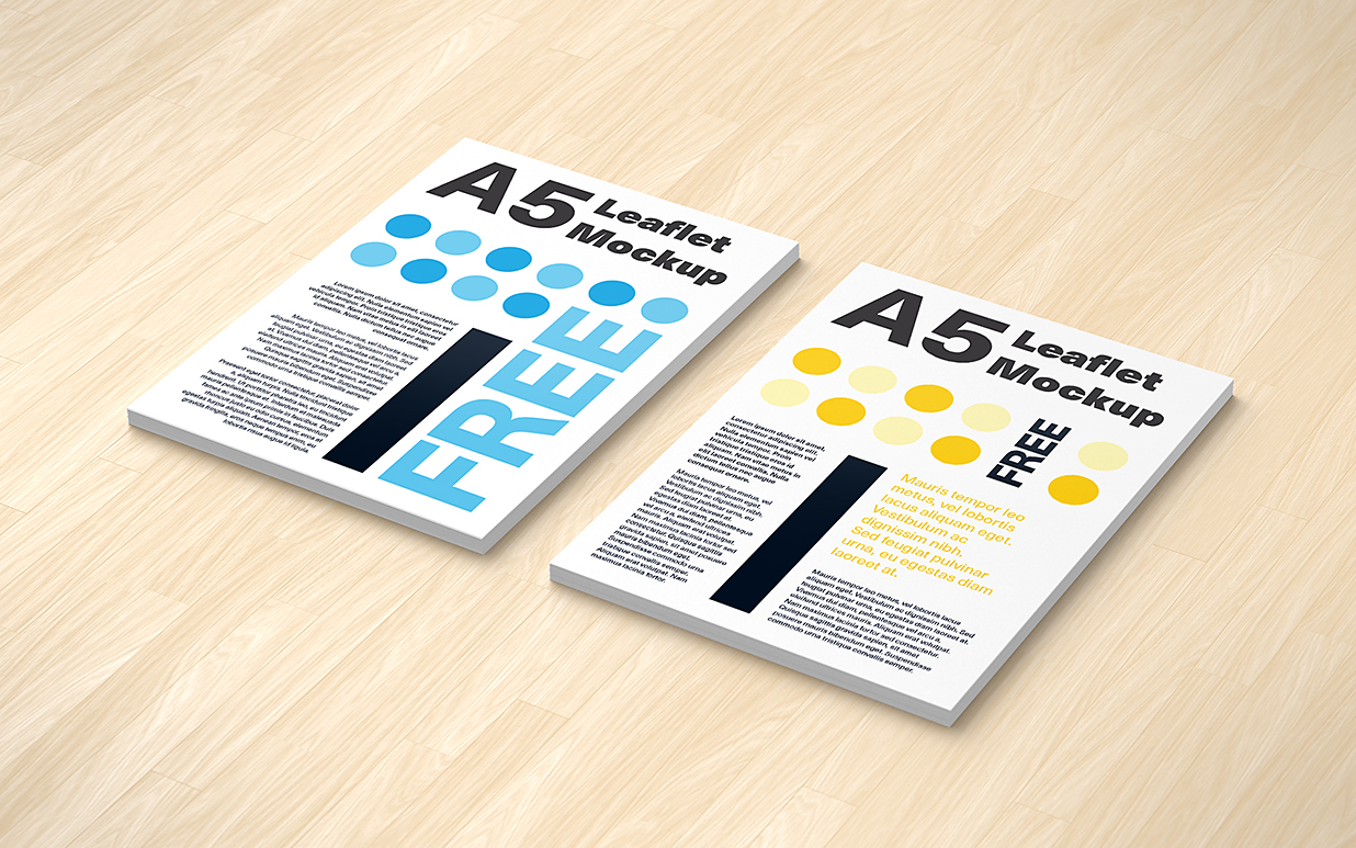 堆叠的A5单张宣传单样机mockup3组插图